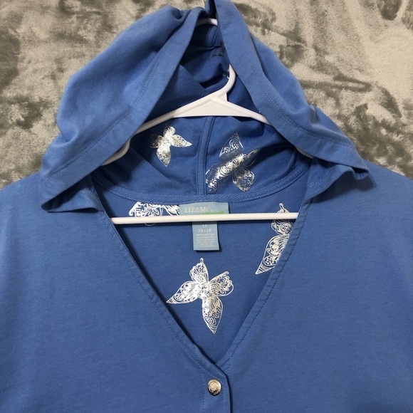 Liz & Me Sport Women Hoodie Size 3X Plus Size Blue Snap Buttons - Picture 3 of 12